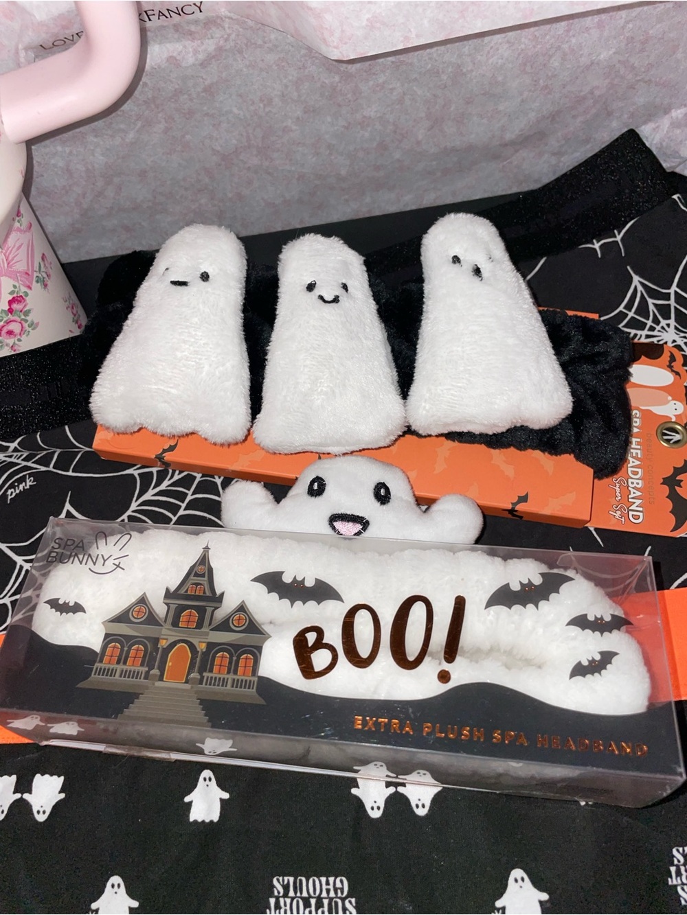 halloween ghost spa plush headbands set